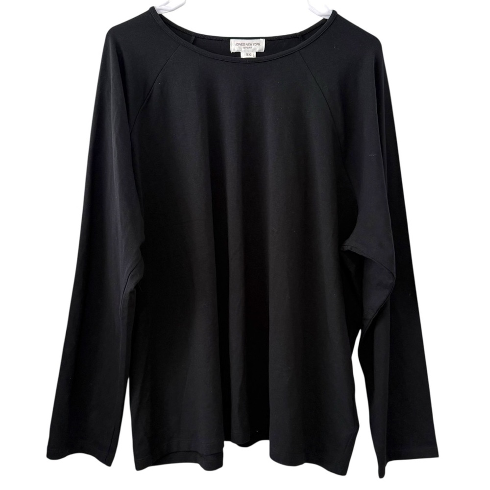 NWT Jones New York Sport 3X Black Stretch Long Sleeve T-Shirt Cotton Spandex Top